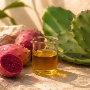 Semi e frutto di Fico d’India, materia prima per l’estrazione dell’olio vegetale.